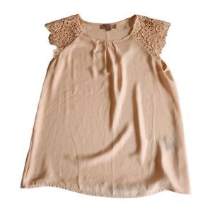 Philosophy Romantic Pink Shirt Short Flutter Sleeve Scoop Neck Size X-Small